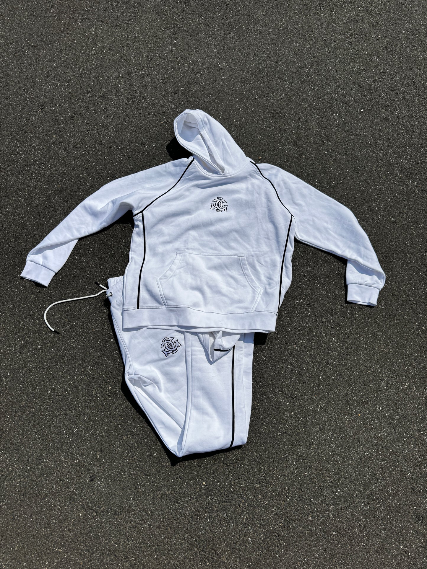 White Sweat Suit Flare Bottoms