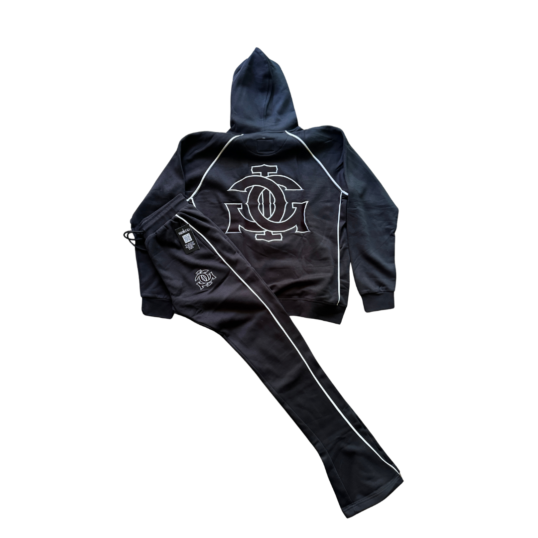 Black Sweat Suite Flare Bottoms