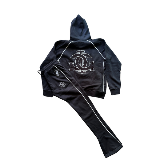 Black Sweat Suite Flare Bottoms