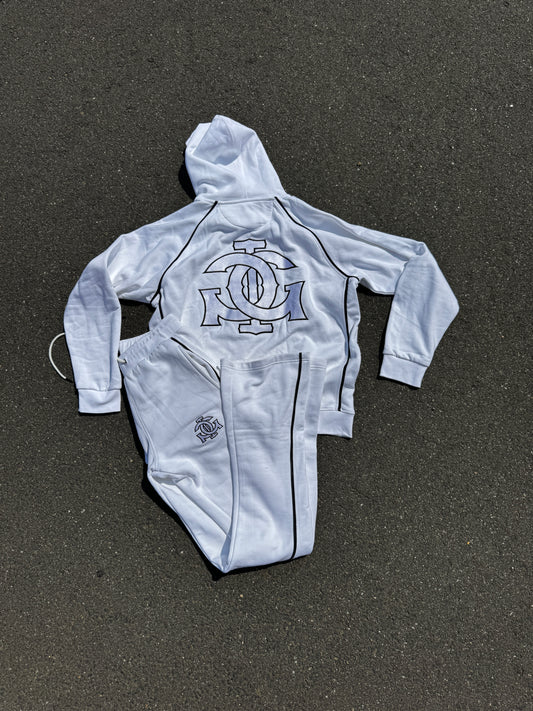 White Sweat Suit Flare Bottoms